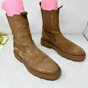 Zara Tan Suede Ankle Boots- Size 10